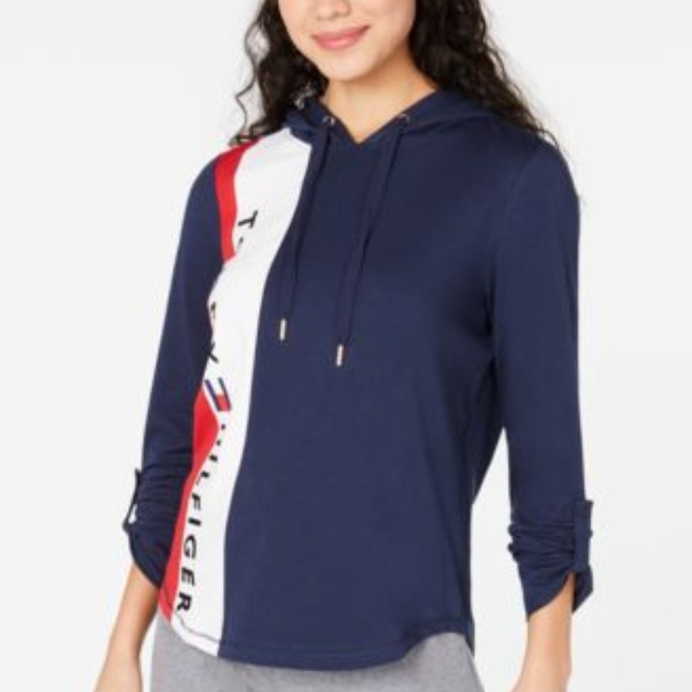 Tommy Hilfiger Sport Active Navy Logo Hoodie Women Size XS & S, NWT